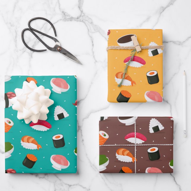 Papel de regalo de barra de sushi conjunto de 3 (Anverso)