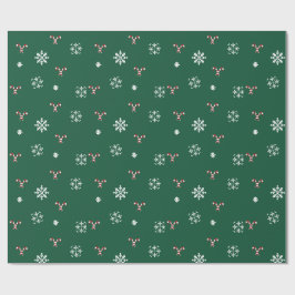 Papel de regalo de bastón de caramelo y copos de n