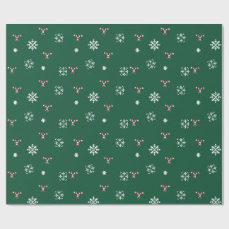 Papel de regalo de bastón de caramelo y copos de n