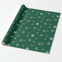 Papel de regalo de bastón de caramelo y copos de n