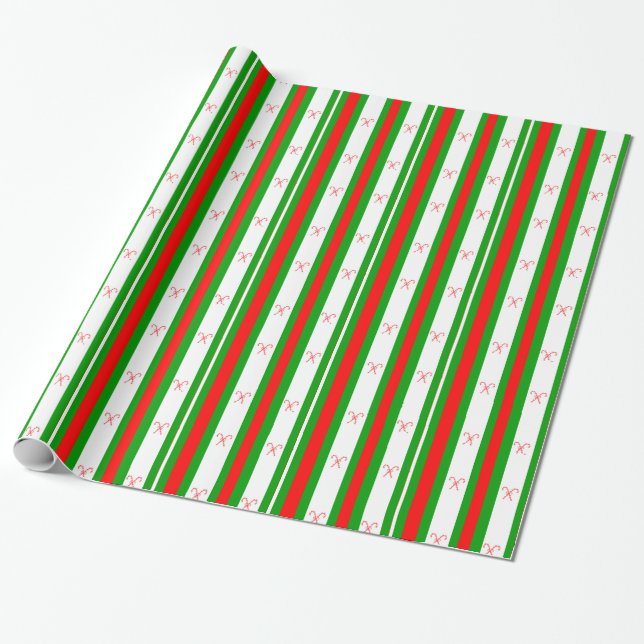 Papel de regalo de bastón de caramelo y rayas (Desenrollado)