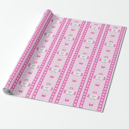 Papel de regalo de bautizo rosa para niñas