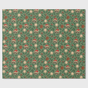 Papel de regalo de béisbol Mapache de Navidad