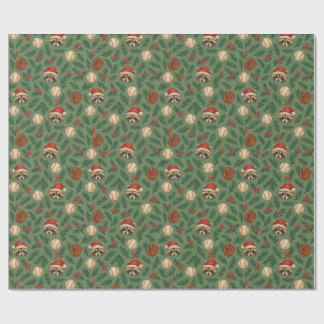 Papel de regalo de béisbol Mapache de Navidad