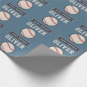 Papel de regalo de béisbol personalizado Feliz Cum