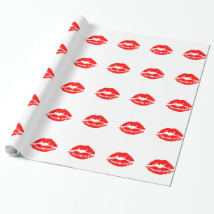 Papel de regalo de beso de lápiz labial