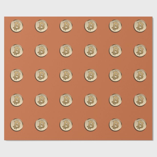 Papel de Regalo de Bitcoin Dorado (Superficie plana)