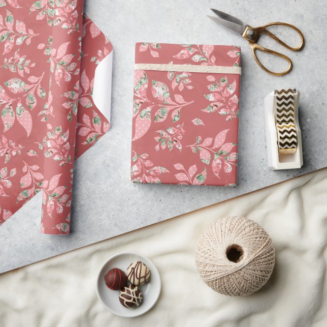 Papel de regalo de boda con hojas caprichosas de s (Artesanía)