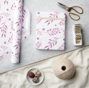 Papel de Regalo de Boda con Hojas Moradas Bonitas