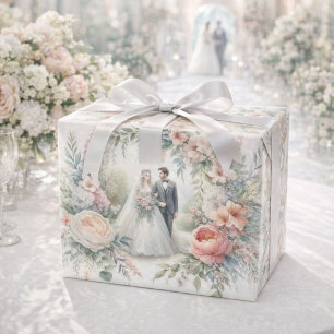 Papel de regalo de boda elegante acuarela