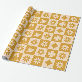 Papel de regalo de boda en Geom de Crema y Marrón
