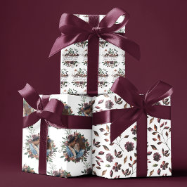 Papel de regalo de boda floral acuarela hojas