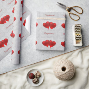 Papel de regalo de boda Globos de Corazón Rojo