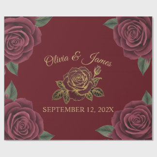 Papel de regalo de boda Moody Gold Foil Rose Burgu