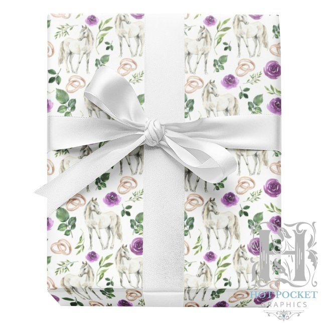 Papel de regalo de boda morado ecuestre (Subido por el creador)