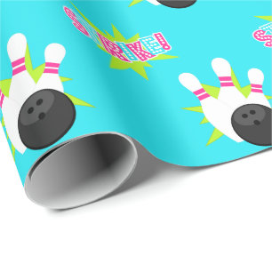Papel de regalo de bolos azul neón