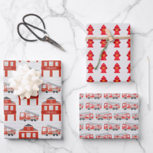 Papel de regalo de bombero, papel de regalo de cam