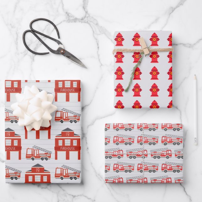 Papel de regalo de bombero, papel de regalo de cam (Anverso)