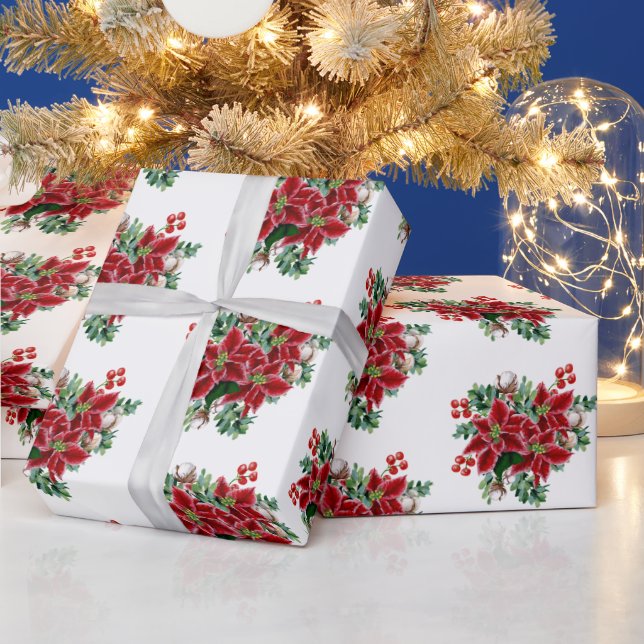 Papel de regalo de bonito ramo de poinsettia (Vacaciones)