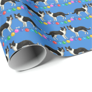 Papel de regalo de Border Collies festivos
