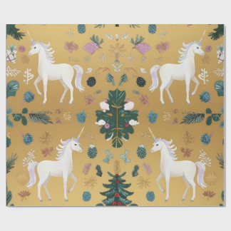 Papel de regalo de bosque de unicornios