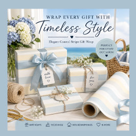 Papel de regalo de Boutique Pastel Coastal Stripe