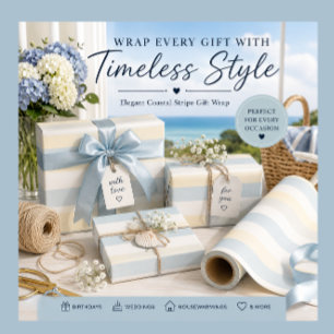 Papel de regalo de Boutique Pastel Coastal Stripe