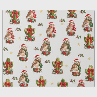 Papel de regalo de búhos del desierto de Navidad y