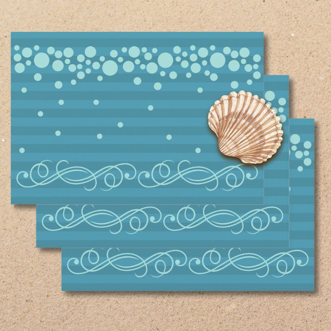 Papel de regalo de burbuja de océano con franja az (Ocean Bubble Escape Gift Wrap)