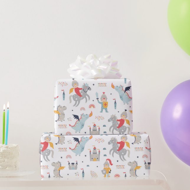 Papel de regalo de Caballeros y Dragones (Regalos de fiesta)