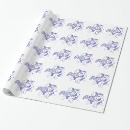 Papel de regalo de caballo Dala azul