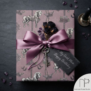 Papel de regalo de caballo de carrusel de color ma