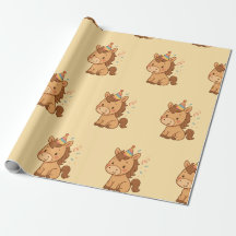 Papel de regalo de caballo de dibujos animados lin