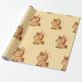 Papel de regalo de caballo de dibujos animados lin