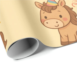 Papel de regalo de caballo de dibujos animados lin