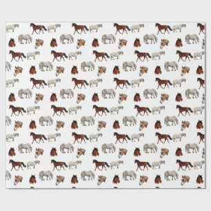 Papel de regalo de caballos estampados