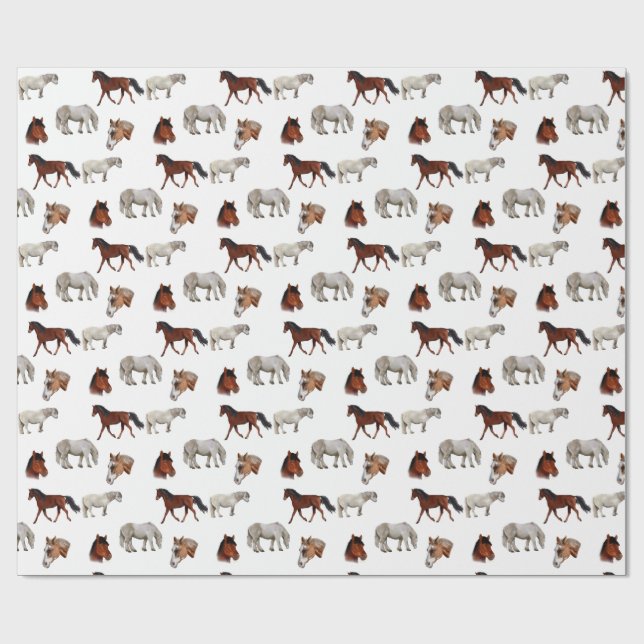 Papel de regalo de caballos estampados (Superficie plana)