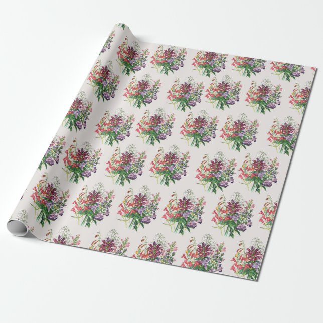 Papel de regalo de cabezas de tortuga y penstemons (Desenrollado)