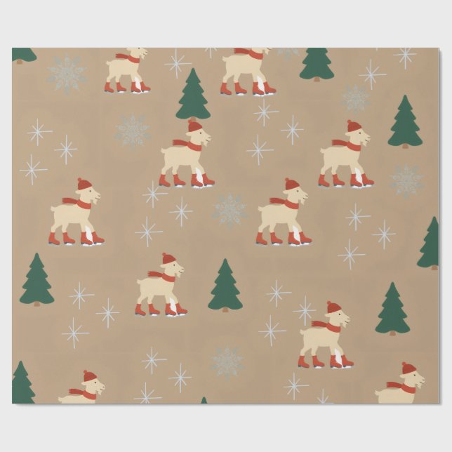Papel de regalo de cabra de Navidad lindo (Superficie plana)