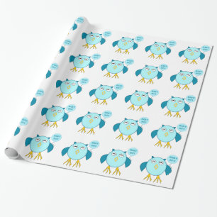 Papel de Regalo de Cachorro de Búho Azul Adorable