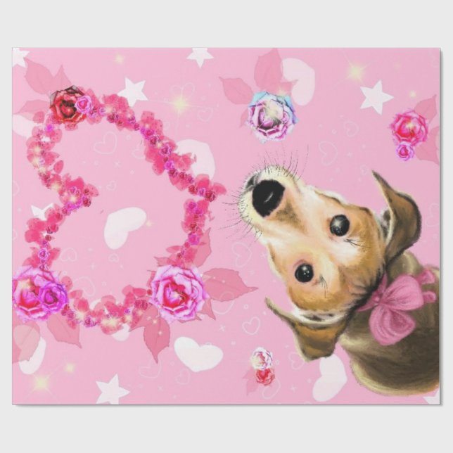 Papel de Regalo de Cachorro Envuelto (Superficie plana)