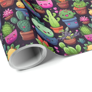 Papel de regalo de cactus Kawaii