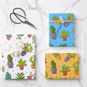 Papel de Regalo de Cactus Suculento Divertido Set