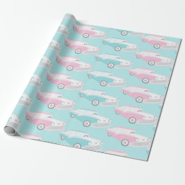 Papel de regalo de Cadillac azul claro vintage de