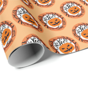 Papel de regalo de calabaza espeluznante de Hallow