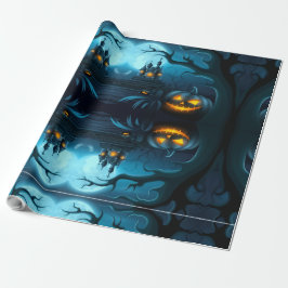 Papel de Regalo de Calabaza y Fantasma para Fiesta