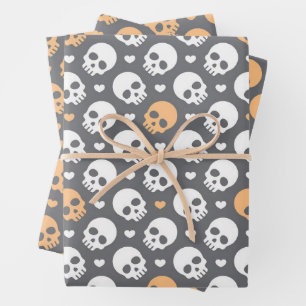 Papel de regalo de Calaveras y Corazones Dulces de