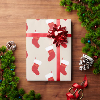 Papel de regalo de calcetín de Navidad rojo lindo