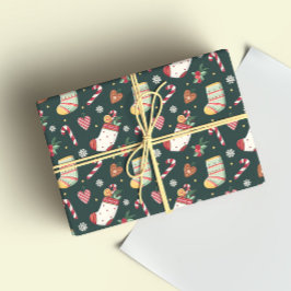 Papel de regalo de calcetines de Navidad clásicos