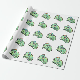 Papel de regalo de camaleón verde bebé lindo
